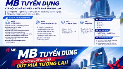 MB Bank tuyển dụng nhiều vị trí trên toàn quốc