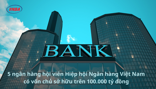 5 ngân hàng hội viên Hiệp hội Ngân hàng Việt Nam có vốn chủ sở hữu trên 100.000 tỷ đồng