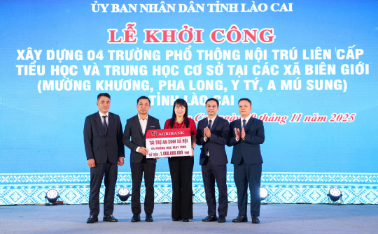 Agribank đồng hành cùng lễ khởi công 4 trường nội trú biên giới Lào Cai và tặng quà cho học sinh khó khăn