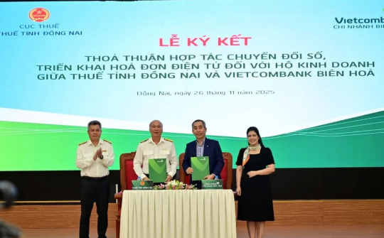 Vietcombank Biên Hòa hợp tác Thuế Đồng Nai hỗ trợ hộ kinh doanh chuyển đổi số và hóa đơn điện tử