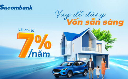 Sacombank tung gói vay 4.000 tỷ đồng, lãi suất từ 7%/năm hỗ trợ nhu cầu cuối năm