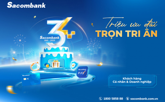 Sacombank tri ân khách hàng hơn 12 tỷ đồng nhân kỷ niệm 34 năm thành lập
