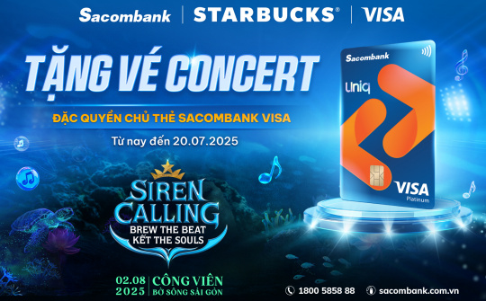Mở thẻ Sacombank Visa, rinh vé đại nhạc hội