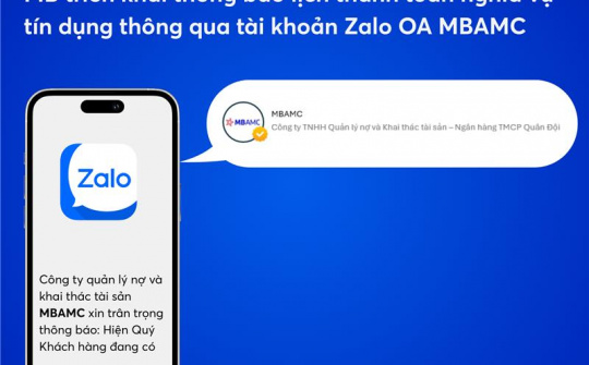 MB ra mắt tính năng nhắc lịch tín dụng qua Zalo OA