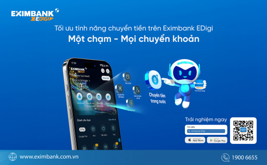 Chuyển tiền tiện lợi hơn với Eximbank EDigi