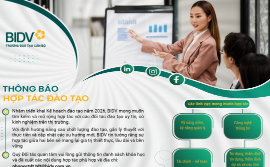 Viện Đào tạo BIDV mở rộng hợp tác đào tạo năm 2026