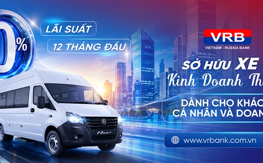 VRB ưu đãi lãi suất 0% khi vay mua xe GAZ trong 12 tháng đầu
