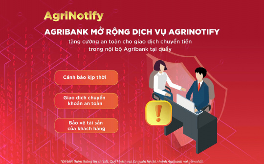 Agribank nâng cao cảnh báo tài khoản người nhận có dấu hiệu nghi ngờ gian lận, lừa đảo tại quầy giao dịch