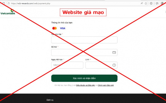 Vietcombank cảnh báo lừa đảo mạo danh tin nhắn SMS đính kèm đường link giả