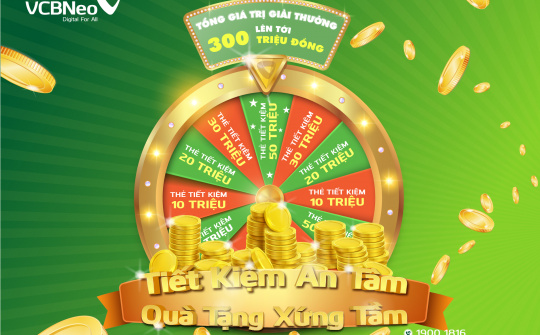 VCBNeo triển khai ưu đãi tiết kiệm với giải thưởng 300 triệu đồng