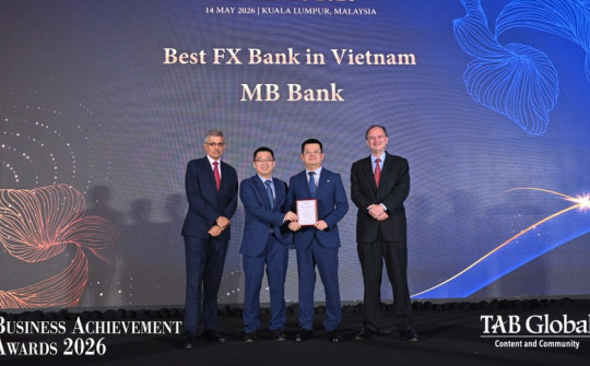 MB lần thứ ba liên tiếp được vinh danh “Ngân hàng giao dịch ngoại hối tốt nhất Việt Nam 2026”