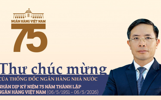 Thư chúc mừng của Thống đốc Ngân hàng Nhà nước Việt Nam nhân dịp kỷ niệm 75 năm thành lập Ngân hàng Việt Nam (06/5/1951 - 06/5/2026)