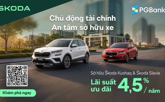 PGBank ưu đãi lãi suất từ 4,5%/năm cho khách hàng vay mua xe Škoda