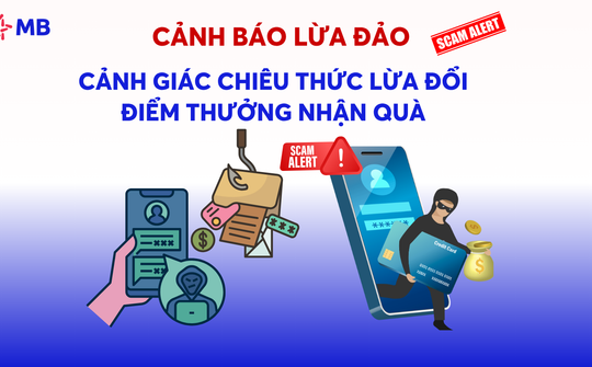 MB cảnh báo thủ đoạn giả mạo ngân hàng để lừa đảo đổi điểm thưởng, nhận quà