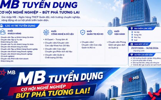 MB Bank tuyển dụng nhiều vị trí trên toàn quốc