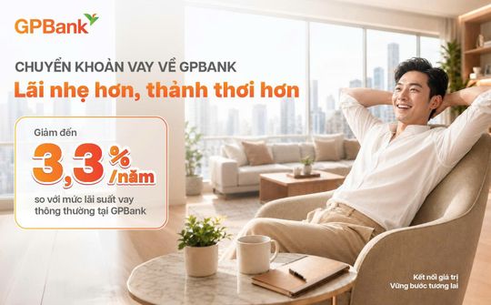 Khách hàng chuyển khoản vay về GPBank được hưởng ưu đãi lãi suất 3,3%/năm
