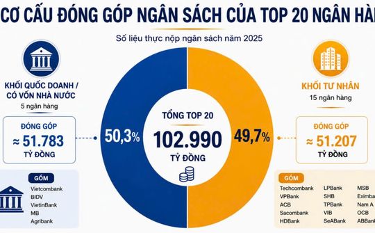 Top 20 ngân hàng nộp ngân sách lớn nhất Việt Nam