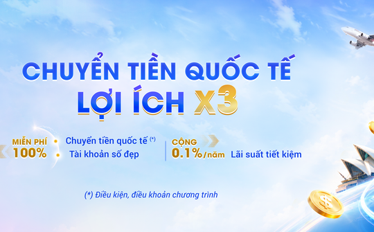 Vietbank miễn phí chuyển tiền quốc tế, cộng lãi suất tiền gửi