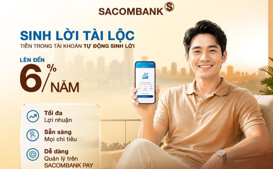 Sacombank ra mắt giải pháp tự động tối ưu dòng tiền “Sinh Lời Tài Lộc”