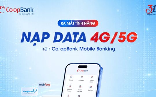 Co-opBank bổ sung tính năng nạp Data 4G/5G và giải pháp bảo mật trên Mobile Banking