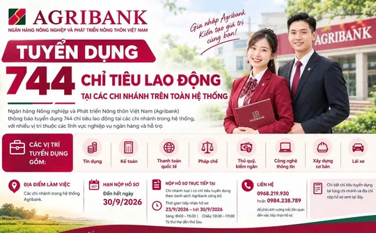 Agribank tuyển dụng 744 chỉ tiêu lao động tại các chi nhánh trên toàn hệ thống