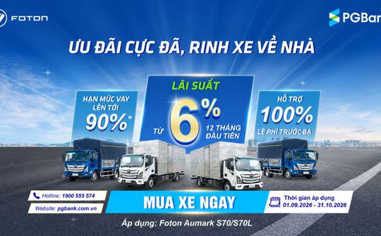 PGBank triển khai chương trình ưu đãi lãi suất cho khách hàng mua xe tải Foton