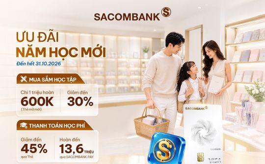 SACOMBANK đồng hành mùa tựu trường với hệ sinh thái ưu đãi đa dạng