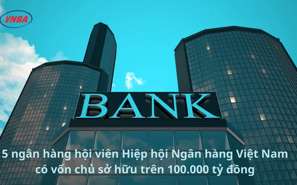 5 ngân hàng hội viên Hiệp hội Ngân hàng Việt Nam có vốn chủ sở hữu trên 100.000 tỷ đồng
