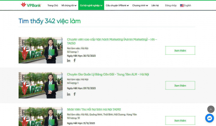 VPBank tuyển dụng hàng loạt chuyên viên, chuyên gia, giao dịch viên