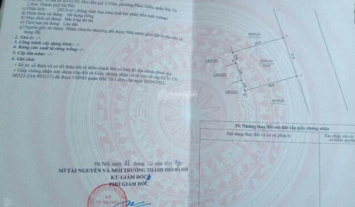 GPBank Thăng Long bán đấu giá lô đất hơn 270m2 tại Bắc Từ Liêm