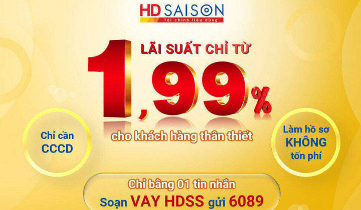HD SAISON tri ân khách hàng thân thiết vay tiền mặt với lãi suất chỉ từ 1.99%/tháng