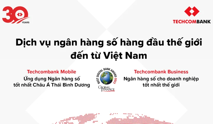 Techcombank nhận 2 giải thưởng về dịch vụ ngân hàng số hàng đầu thế giới