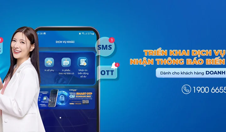Eximbank mở dịch vụ đăng ký biến động số dư trên app Eximbank EBiz