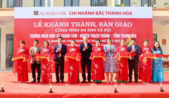 Agribank tài trợ 7 tỷ đồng xây dựng Trường Mầm non xã Thành Tâm