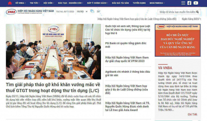 Hiệp hội Ngân hàng Việt Nam ra mắt website mới