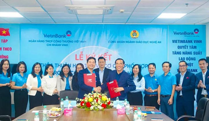 VietinBank Vinh và Công đoàn Ngành Giáo dục tỉnh Nghệ An ký kết thỏa thuận hợp tác toàn diện