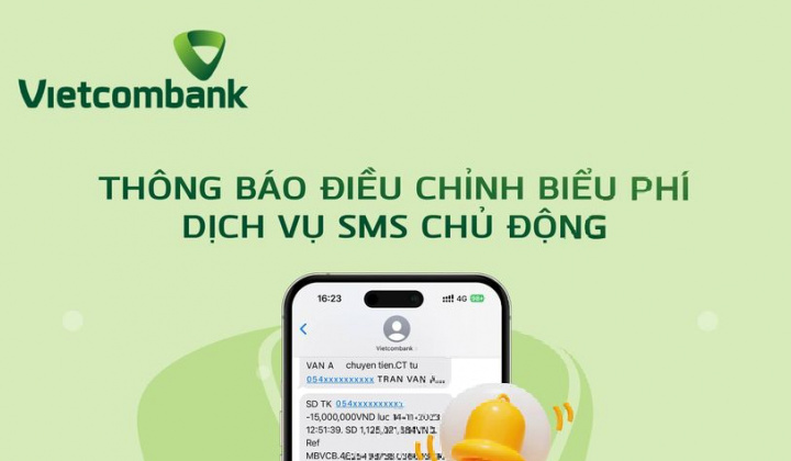 Vietcombank điều chỉnh phí SMS Banking