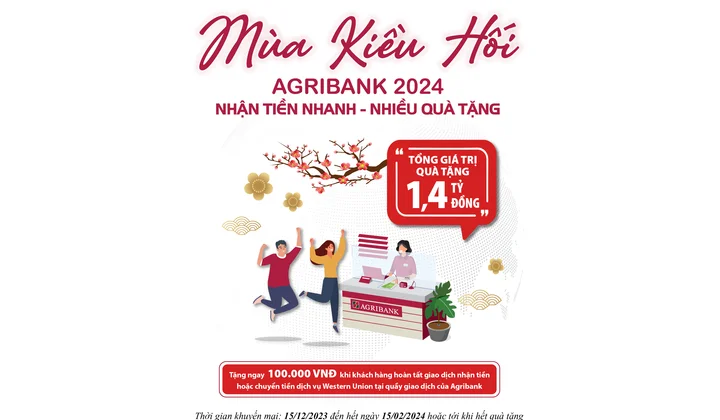 Agribank tặng quà cho khách hàng chuyển tiền qua Western Union