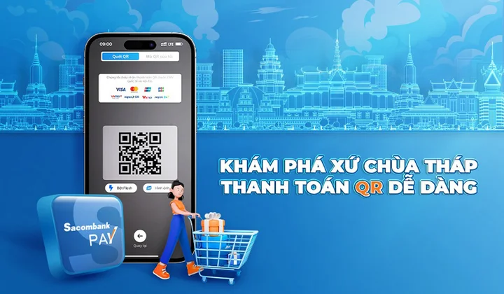 Sacombank cho phép thanh toán bằng mã QR xuyên biên giới tại Campuchia