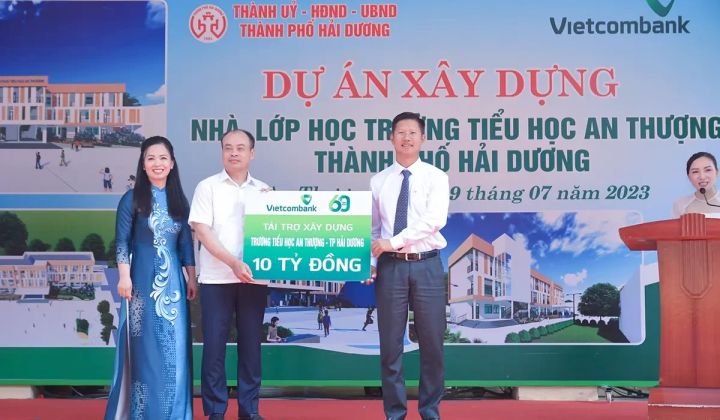 Vietcombank Hải Dương tài trợ 10 tỷ đồng xây trường tiểu học An Thượng