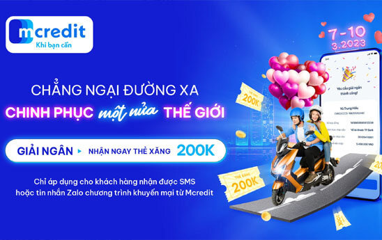 Tặng 200 thẻ đổ xăng cho khách hàng vay tiền qua app Mcredit