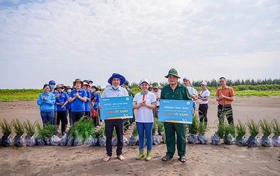 ABBank tài trợ hơn 13.000 cây phi lao trồng rừng phòng hộ ven biển Tiền Giang