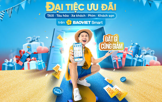 BAOVIET Smart giảm tới 100.000đ khi di chuyển hoặc đặt phòng khách sạn hay đặt vé xem phim