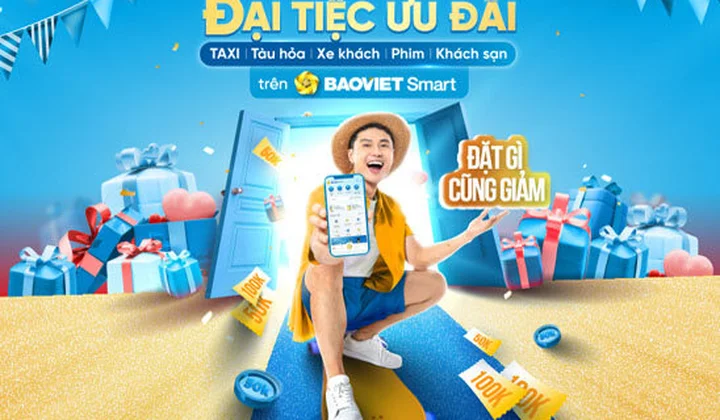 BAOVIET Smart giảm tới 100.000đ khi di chuyển hoặc đặt phòng khách sạn hay đặt vé xem phim