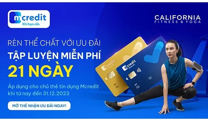 Chủ thẻ tín dụng Mcredit JCB nhận ưu đãi tập luyện miễn phí 21 ngày tại California Fitness & Yoga