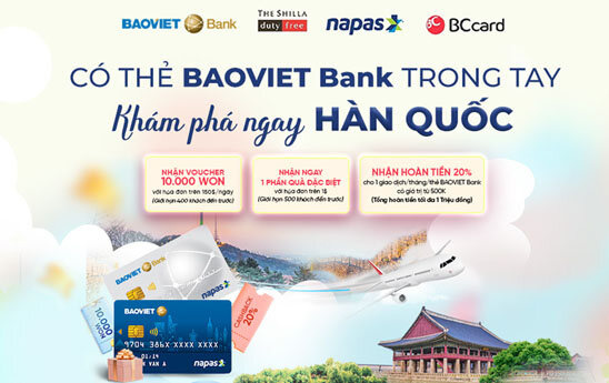 Chủ thẻ BAOVIET Bank nhận ưu đãi khi chi tiêu tại Hàn Quốc