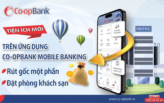 Co-opBank Mobile Banking được bổ sung 2 tính năng đặt phòng khách sạn và rút gốc tiết kiệm một phần