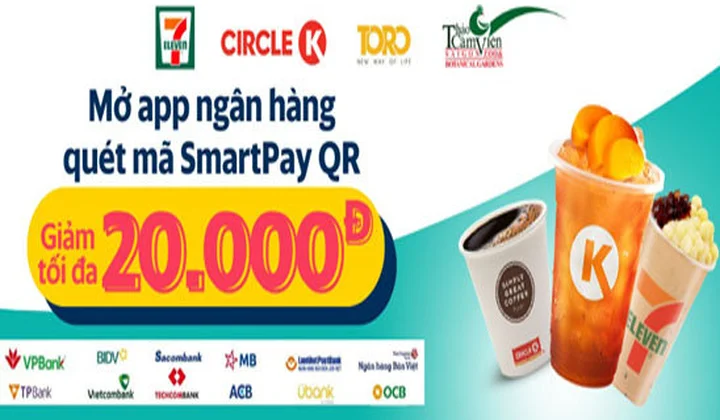 Dùng App ngân hàng quét mã SmartPay QR được giảm đến 20K