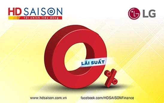 HD SAISON cho khách hàng vay trả góp lãi suất 0% khi mua sản phẩm LG