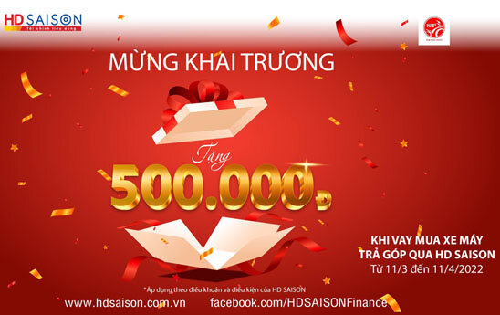 HD SAISON tặng 500.000 đồng khách hàng vay mua xe trả góp